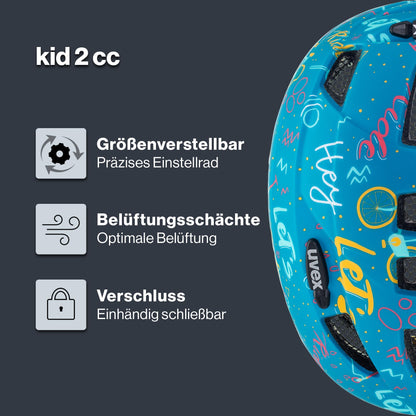 uvex Kid 2 cc - Lightweight children's helmet - individual size adjustment - expandable with LED light 