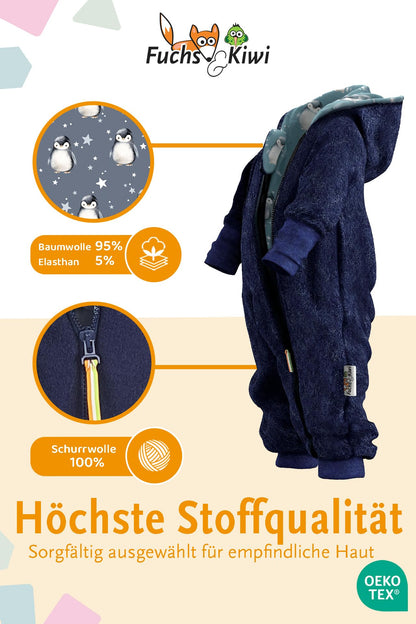 Fuchs & Kiwi Walkoverall Baby Boys - Natural Virgin Wool & Jersey Lining - Oeko-Tex, Skin-Friendly - Handmade in Berlin - Wool Walk Overall Baby & Toddler - Winter & Autumn