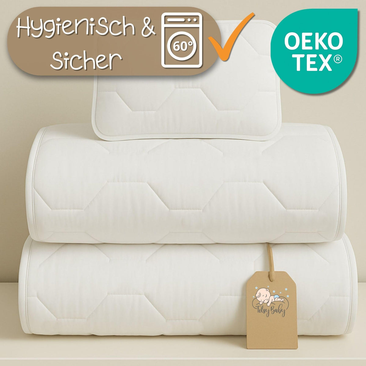 Baby Bettdecke und Kissen Kinderdecke 100x135 cm - Kinderbettdecke Kinder Bettdecken Set und Decke für Kleinkind Babybett Mikrofaser Weiß Oeko-Tex-Zertifikat 100 x 135