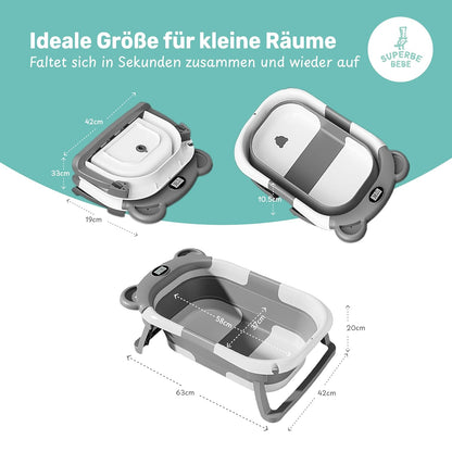 Faltbar Baby Badewanne Mit Rutschfestem Badewannensitz - Babywanne Xxl Mit Badethermometer - Von Der Geburt Bis 3 Jahre - Baby Bathtub - Babygeschenk - Geburtsgeschenke Für Mädchen & Jungen