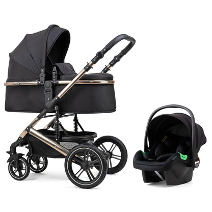 Pixini Neyla Combi Pushchair with Accessories (3-in-1 Set with Baby Seat Black/Black)