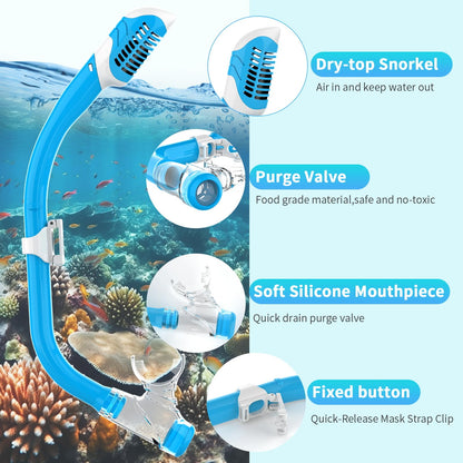 Findway Children's Diving Goggles, Swimming Goggles, Snorkel Mask for Boys Girls Teenagers, Diving Mask with Nose Cover, 180° Panorama, HD, Anti-Fog, Anti-Leak, Diving Goggles for Children 4-16 Years