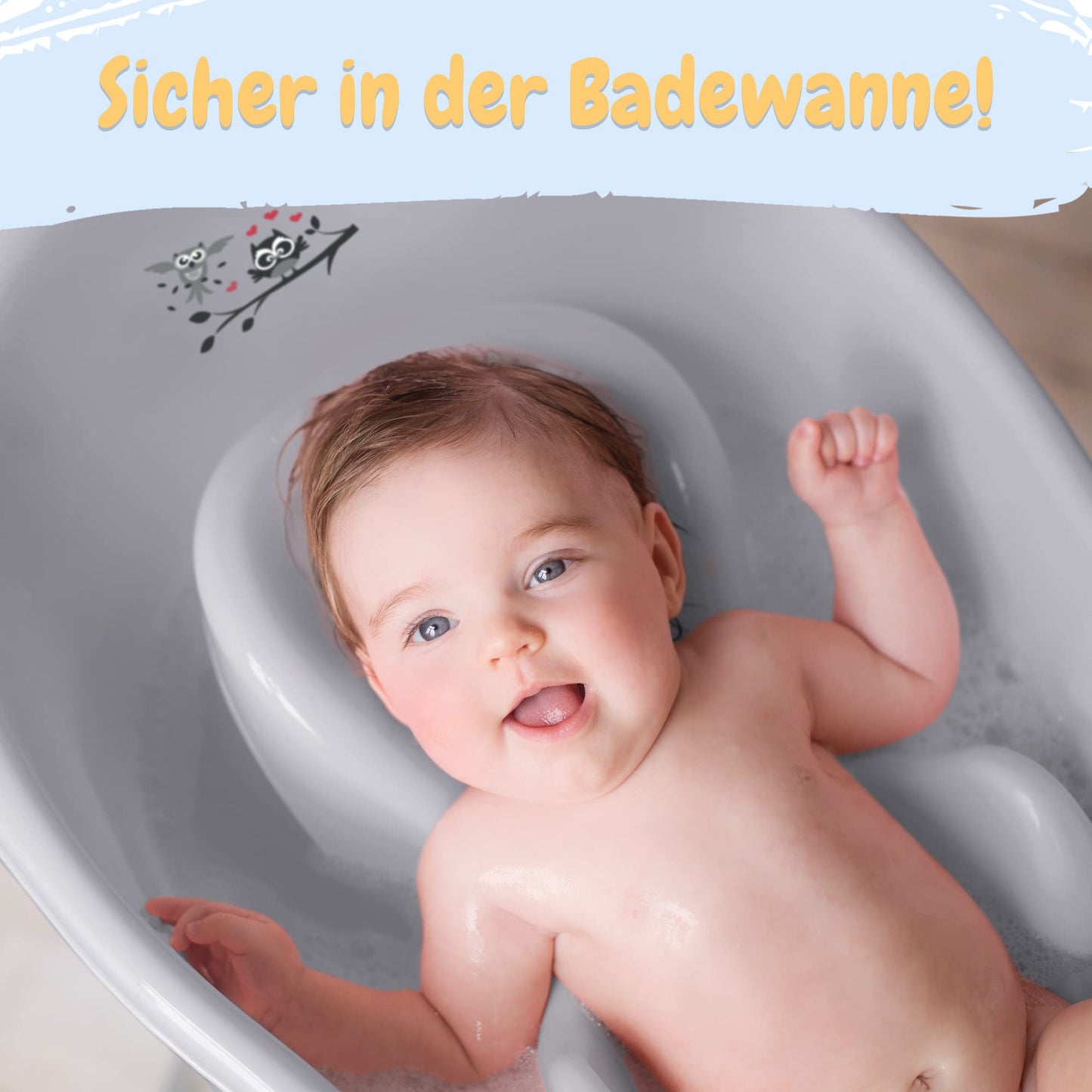 Baby Badewanne mit Gestell 4 Set TÜV Rheinland zertifiziert! Babybadewannen + Baby Badewannensitz +Abfluss + Gestell - Babywanne mit Ständer! Baby Pflegeset für Neugeborene.