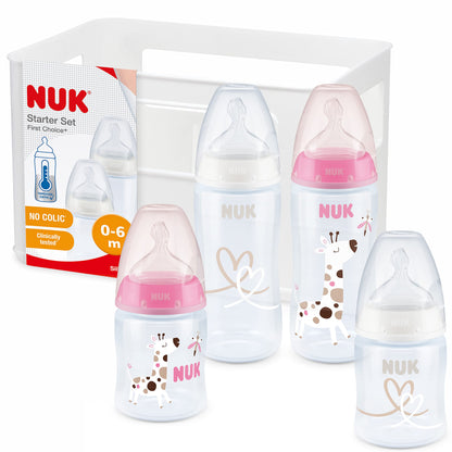 NUK Perfect Match Perfect Start Babyflaschenset | Ab 0 Monate | Passt sich dem Baby an | 4 Anti-Colic-Babyflaschen, Schnuller, Flaschenbürste und mehr | BPA-frei | 7 Stück
