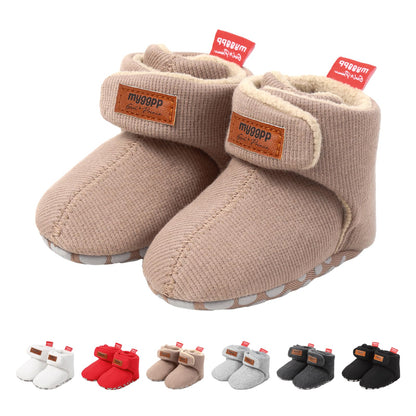 Tolaler Baby Newborn Fleece Booties Unisex, Thickened Lining, Warm Baby Winter Shoes, Adjustable Non-Slip with Soft Sole, Baby Booties/Everyday Wear (0–18 Months)
