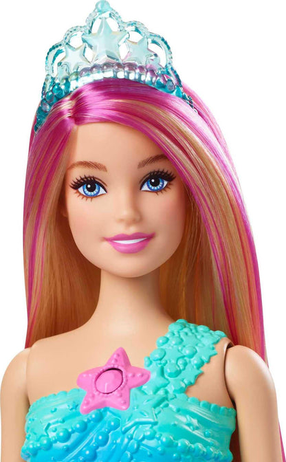 Barbie Dreamtopia Zauberlicht Meerjungfrau Puppe mit blonden Haaren, Barbiepuppe mit Meerjungfrauenschwanz, geeignet als Geschenk für Kinder ab 3 Jahren, HDJ36