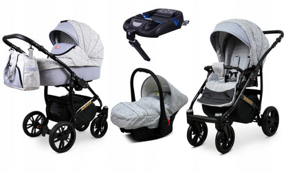 BabyLux Miracle 2-in-1 Baby Pushchair Deep and Pushchair with Accessories Adjustable and Foldable Aluminium Construction Waterproof Non-Removable Wheels Gold Leaf