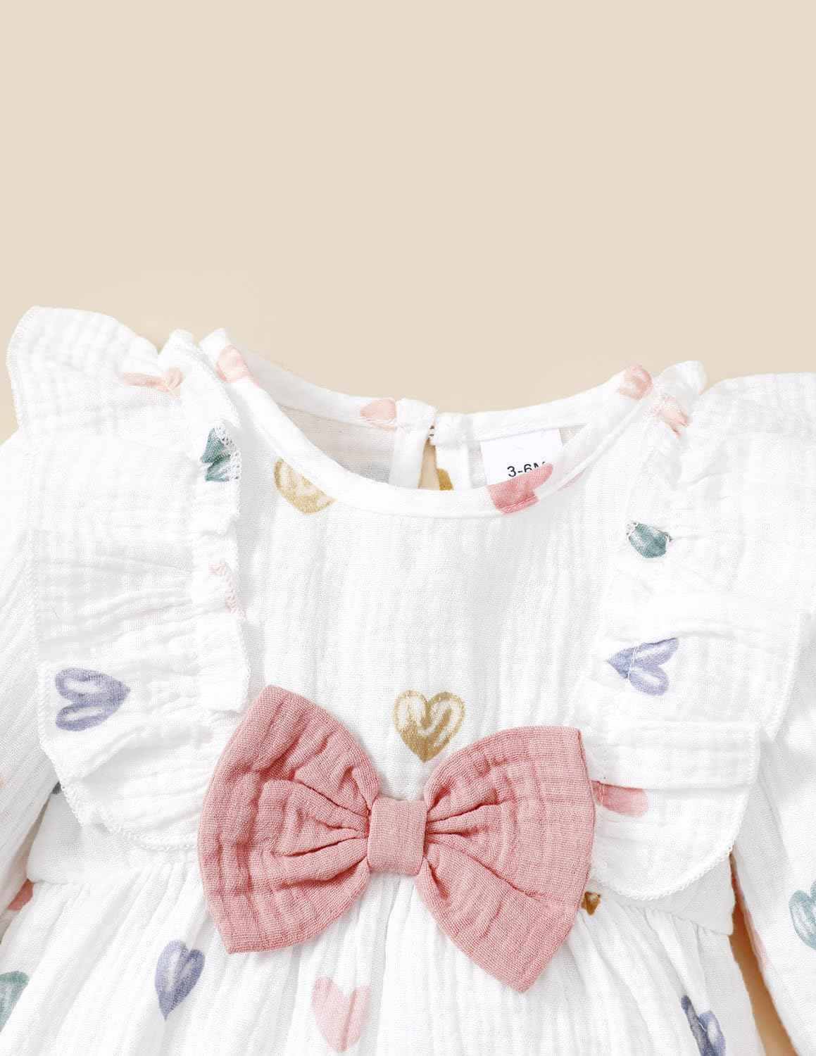 UUAISSO Newborn Baby Girl Clothing Long Sleeve Ruffle Jumpsuit Bowknot Romper Infant Girls Autumn Winter Outfits