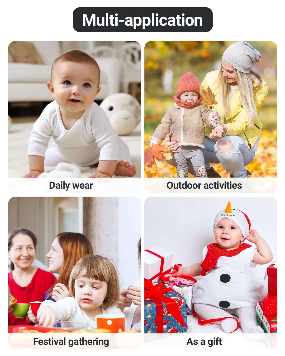 Minizone Baby Winter Jumpsuit with Hood, Romper Snowsuit Boys and Girls, Long-Sleeve Jumpsuit, Warm Outfits, Gift, 6-9 Months, 80 cm, Black