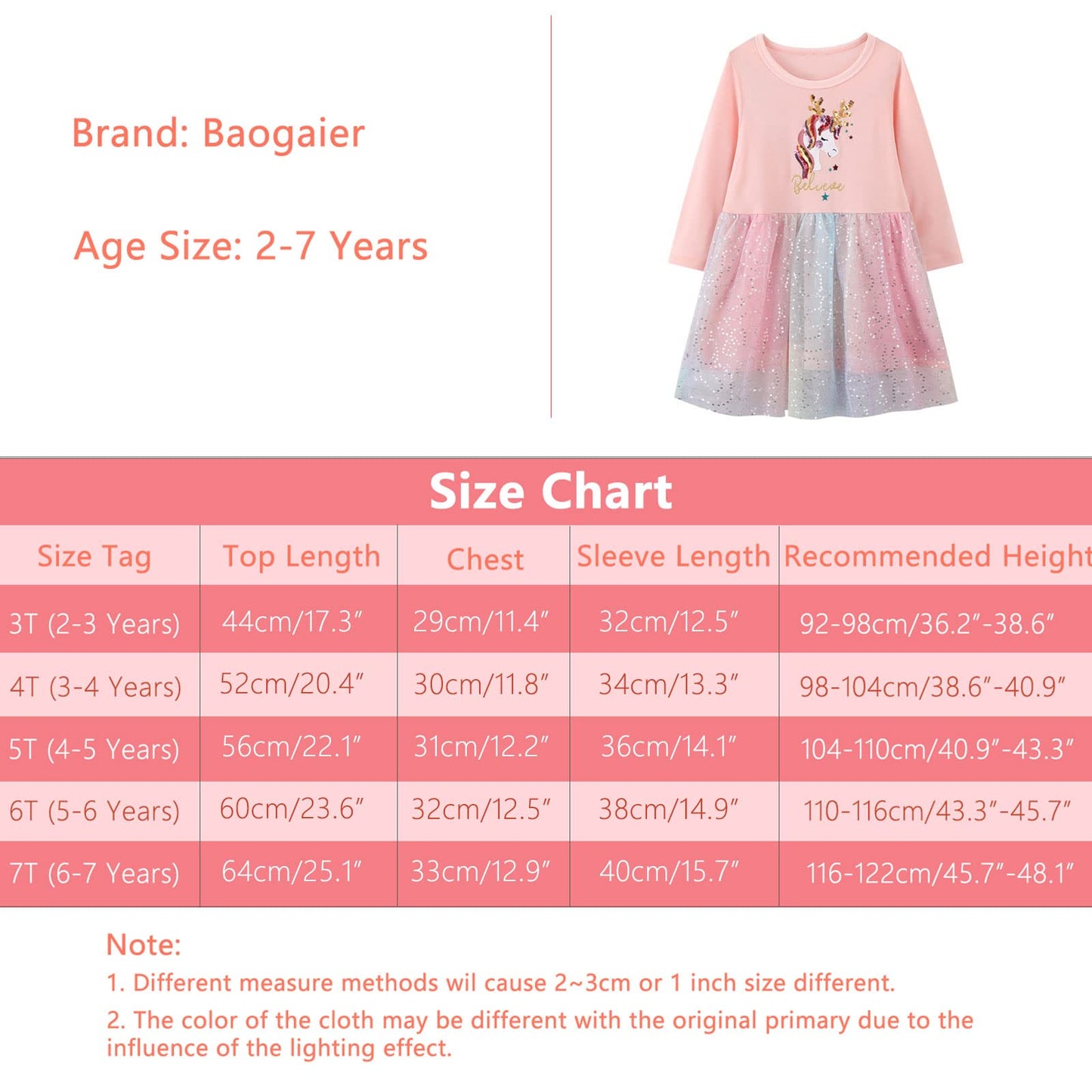Baogaier Kleid Mädchen Pailletten Tüll Kleider Baumwolle Sommerkleid Sommer Frühling T-Shirt Tüllkleid Kinderkleid Gr. 92-122