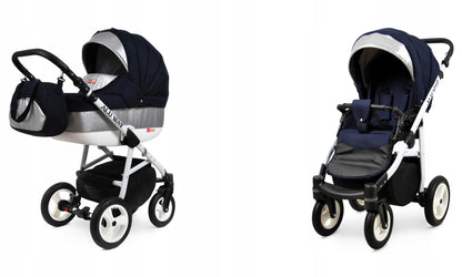 BabyLux® Kinderwagen Set 4 in 1 - Alu Way - incl. Babywanne, Buggy Sportsitz, Auto-Babyschale, ISOFIX-Basisstation - Autositz - Kinderwagenset - Kombikinderwagen mit Wickeltasche usw.