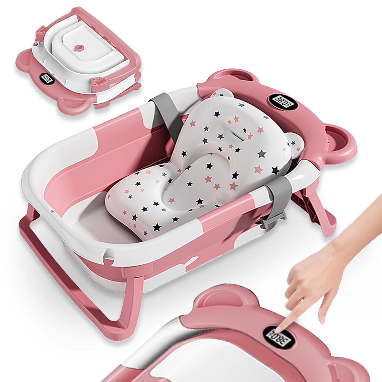 Faltbar Baby Badewanne Mit Rutschfestem Badewannensitz - Babywanne Xxl Mit Badethermometer - Von Der Geburt Bis 3 Jahre - Baby Bathtub - Babygeschenk - Geburtsgeschenke Für Mädchen & Jungen