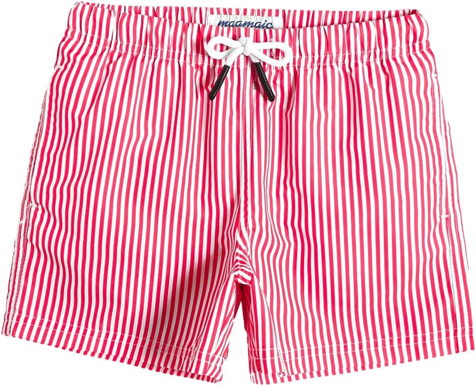 MaaMgic Boys’ Small Swimming Shorts, Quick-Drying Board Shorts with Mesh Lining, Pockets and Adjustable Drawstring