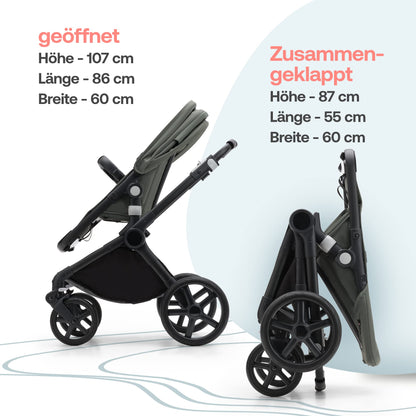 Bugaboo Fox Cub All Terrain Pushchair, Lightweight and Sturdy Pram, Durable Design and Extra Large Sun Canopy, One Piece and Self Standing Foldable - Black