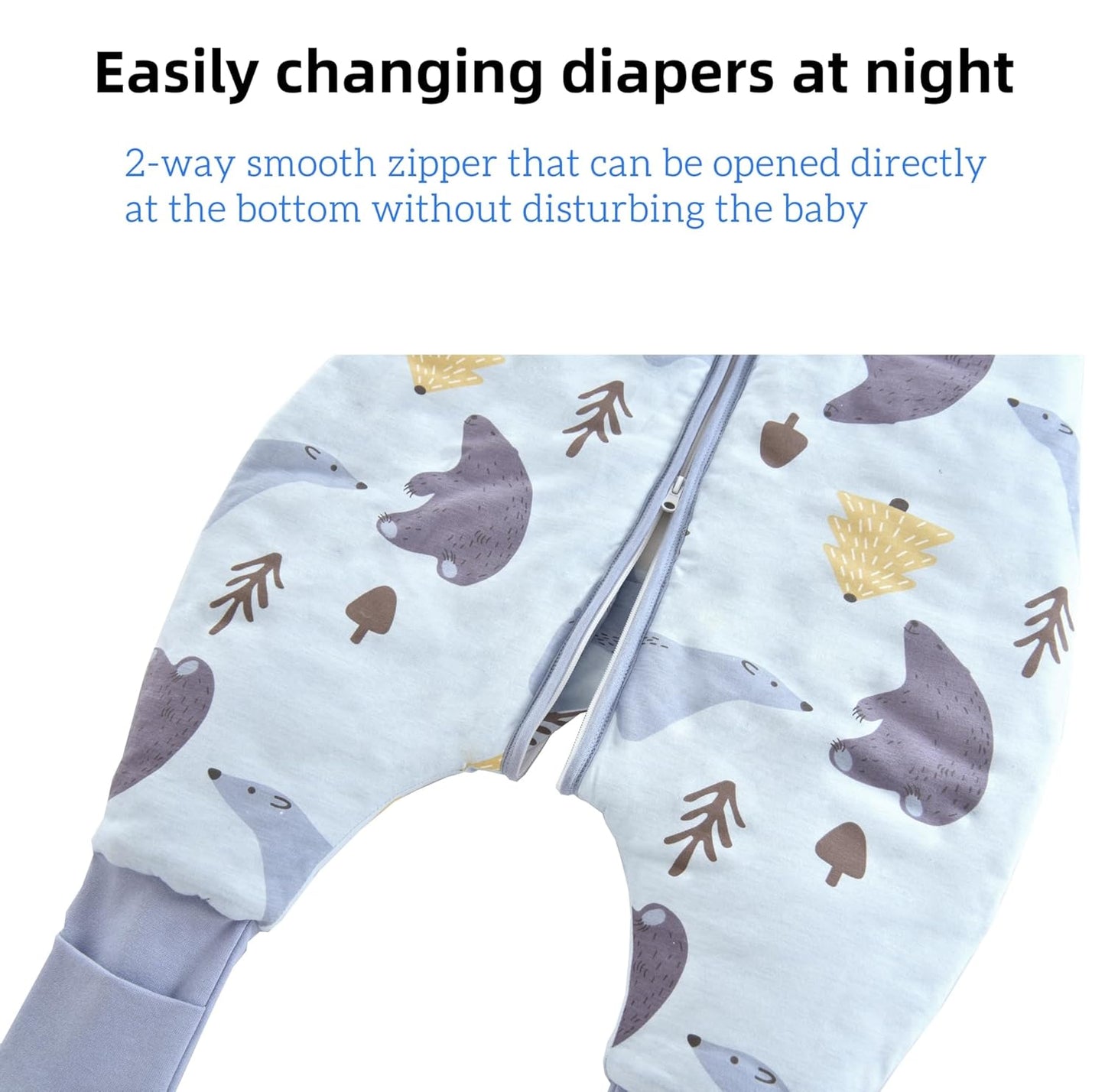 Chilsuessy Baby Sleeping Bag with Legs, 1.5 Tog, Sleeping Bag, 100% Cotton, All-Year Sleeping Bag with Feet, Baby Sleeping Bag, Children, 1.5 Tog/Zebra, 80 cm / Baby Height 85–95 cm