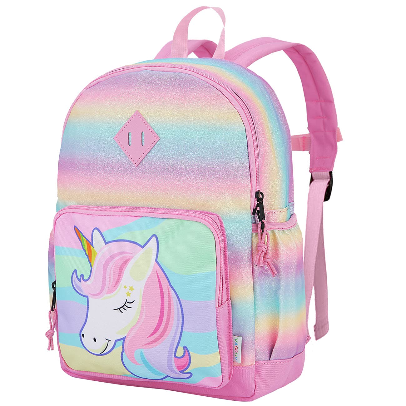 Rucksack für Mädchen, 4-6 Jahre, Schulrucksack mit Seitentaschen und Brustgurt, 127-Einhorn, one size, Niedlich