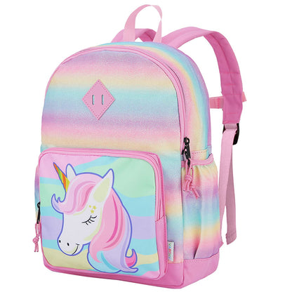 Rucksack für Mädchen, 4-6 Jahre, Schulrucksack mit Seitentaschen und Brustgurt, 127-Einhorn, one size, Niedlich