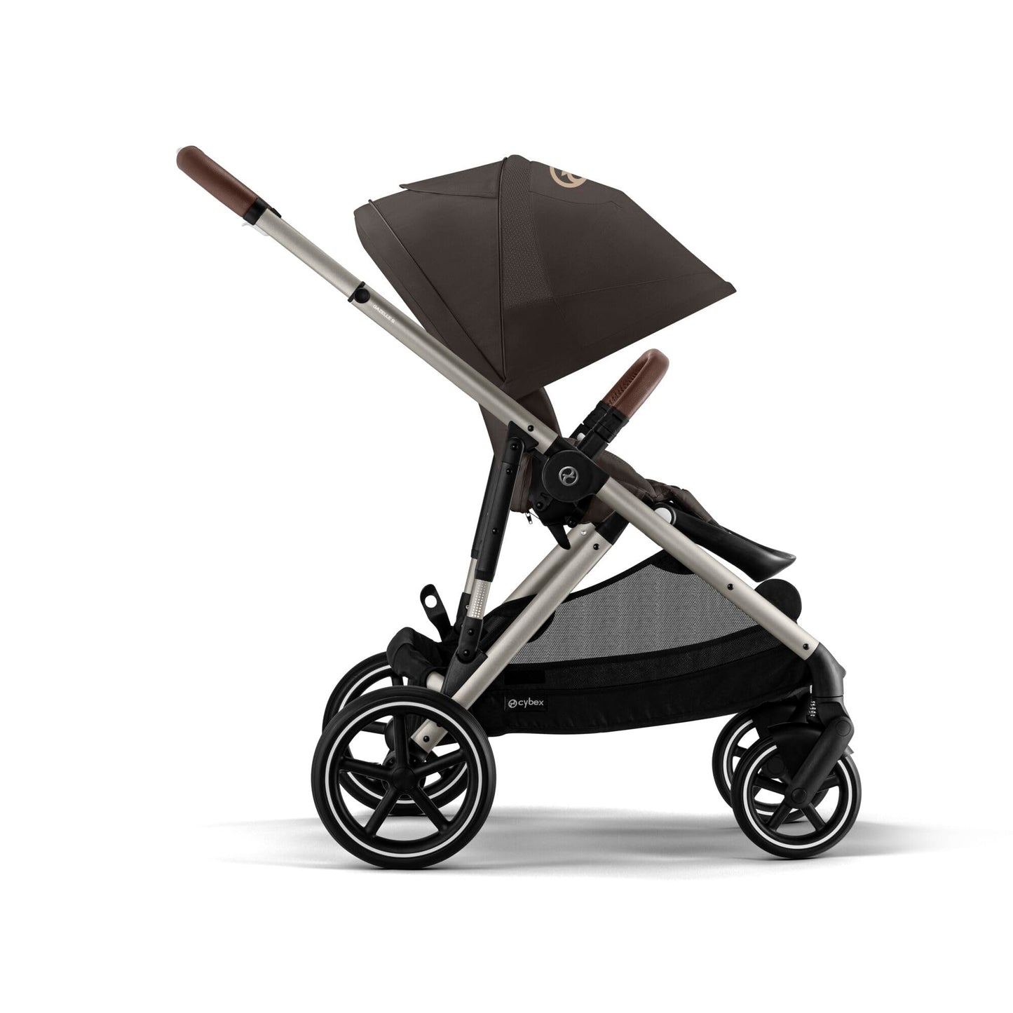CYBEX Gold Kinderwagen e-GAZELLE S, Ab Geburt bis ca. 4 Jahre, Max. 22 kg (Single-Modus) / 2x 22 kg (Duo-Modus), All-in-1-System mit E-Antrieb und 20+ Konfigurationen, Stone Grey