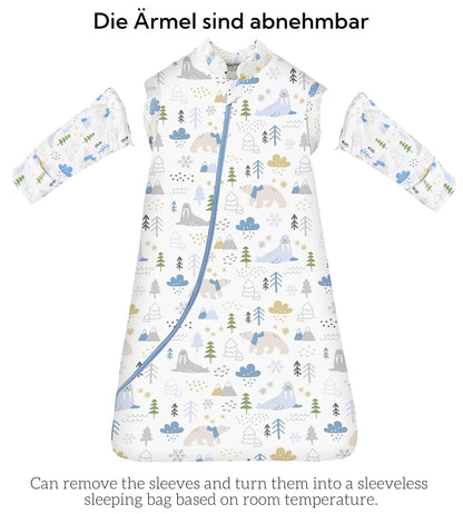 Chilsuessy Baby Sleeping Bag Winter, Removable Sleeves, Warm Lined 3.5 Tog Winter Sleeping Bags, Boys/Girls Sleeping Bag for Toddlers from 6 Months to 6 Years