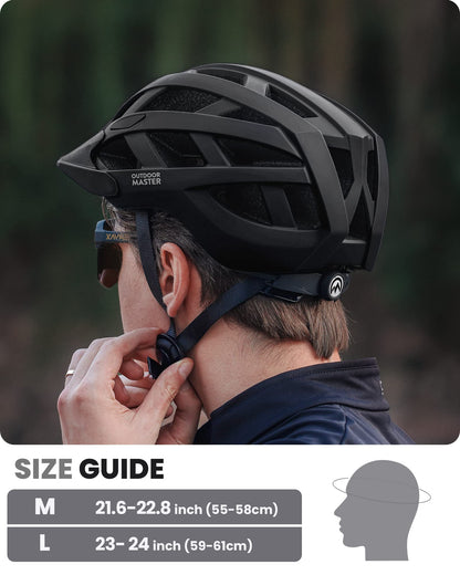 OutdoorMaster MIPS Bike Helmet - Two removable inner linings &amp; ventilation in multi-environment - Bike helmet in mountain, highway for youth &amp; adults 