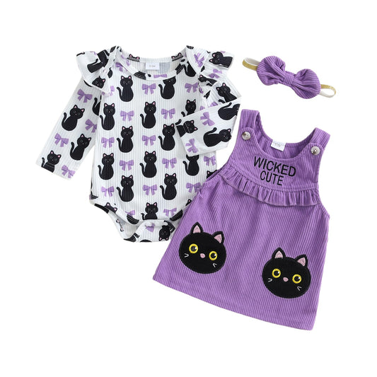 Geagodelia Baby Girl Halloween Clothing Outfit Pumpkin Ghost Baby Clothing Set Body Top + Jumpsuit Dress Newborn Soft Baby Set