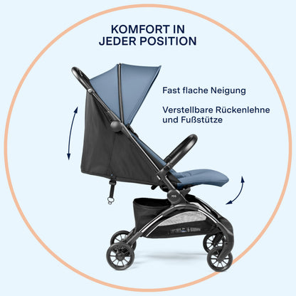 PEG Leichter Buggy Volo mit Regenschutz, Handgepäckgröße, Flugzeuggeeignet, Kompakt, Ab Geburt bis 22 kg, Reisetasche Inklusive, Malva