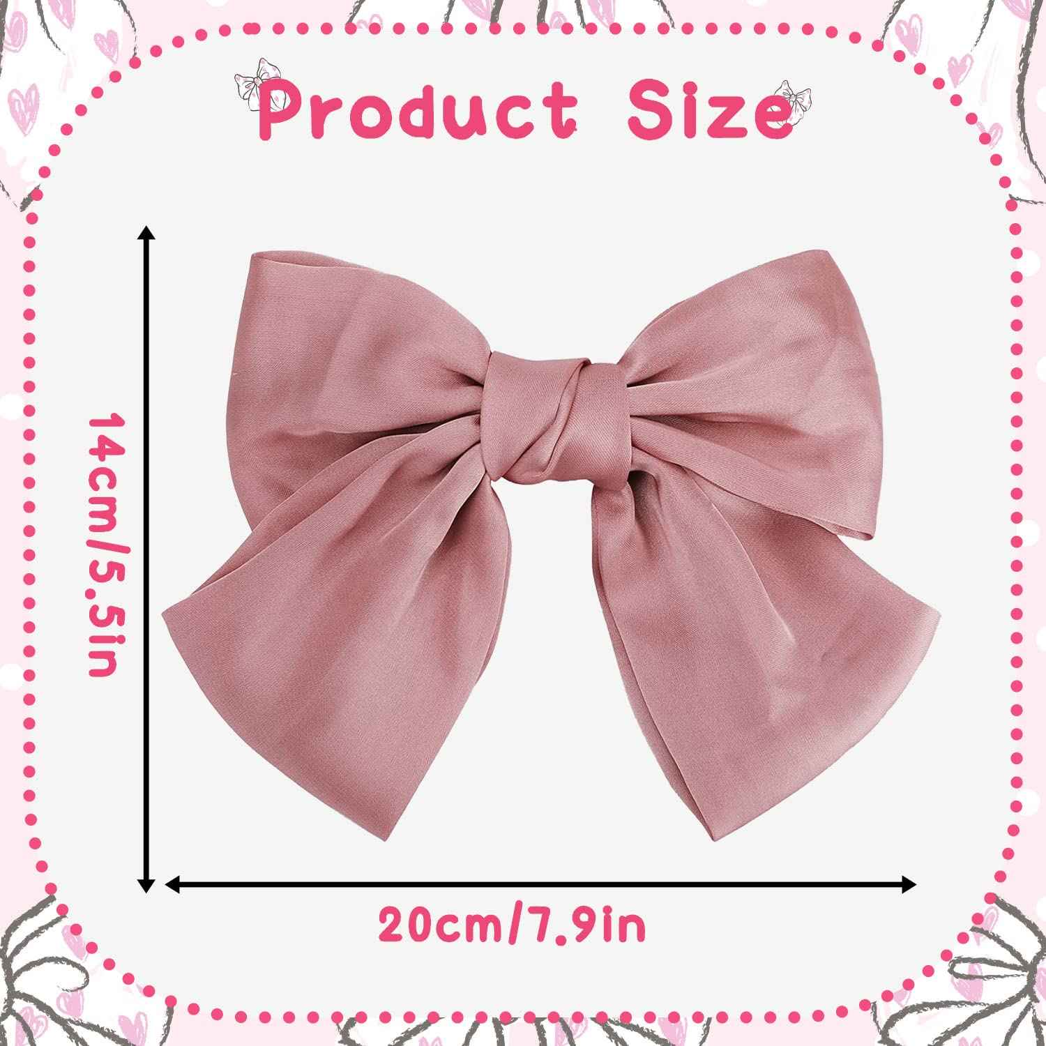 Bow Hair Clip, Pack of 2 Women Hair Bows Large Bow Hair Clip French Hair Clips Girls Hair Clips (Black + White)