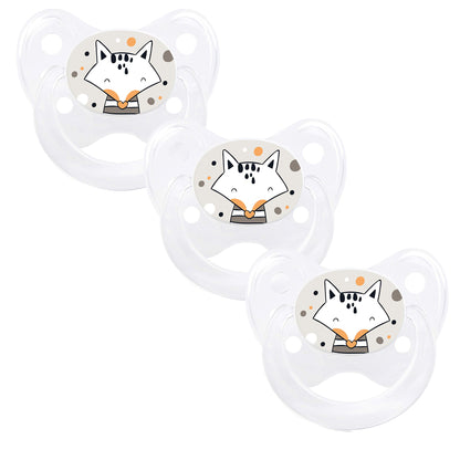 dentistar Silikon Schnuller 3er-Set - Größe 2, 6-14 Monate - Zahn- & kieferfreundlicher Nuckel mit Dental-Stufe – BPA-frei – Made in Germany - Regenbogen, Lila