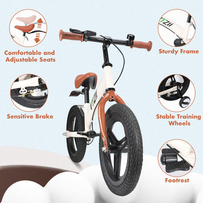 VTZII Laufrad 2 in 1 Kinderfahrrad für Kinder ab 2 3 4 5 6 7 Jahre,mit Bremse Stützräder Pedalen,12 14 16 Zoll Kinderlaufrad - Meloni2