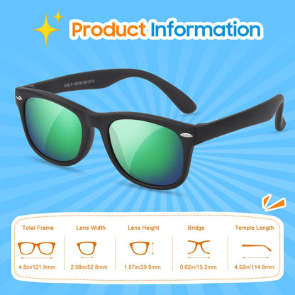 Nlieanuc Children's Sunglasses 3-10 Years for Boys Girls Polarised Children's Sunglasses UV400 Protection with Rubber Frame