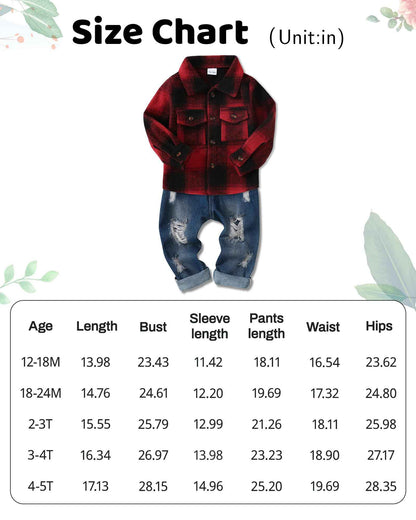 Lufebut Baby Clothing Boys 12 Months - 4 Years Winter Baby Clothing Outfit Set Long Sleeve Checked Top + Trousers Clothing Sets for Children Boys