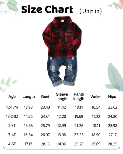 Baby Kleidung Jungen 12 Monate - 4 Jahre Winter Baby Kleidung Outfit Set Langarm Kariertes Top + Hosen Kleidung Sets für Kinder Jungen