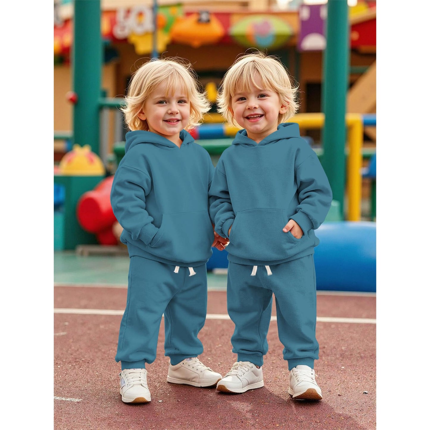 BOUTIKOME Baby Clothing Boys Girls Outfits Newborn Baby Clothing Hoodie and Trousers Two Piece Set with Hood Warm Soft Long Sleeve Shirt Plain Children's Hoodie 