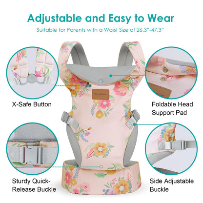 YooxArmor Babytrage für Neugeborene ab Geburt,Ergonomische gemütlich und leichtgewichtig Babybauchtrage mit Nackenstütze,Rückentrage Baby-Tragetasche Geeignet für 3-30 kg