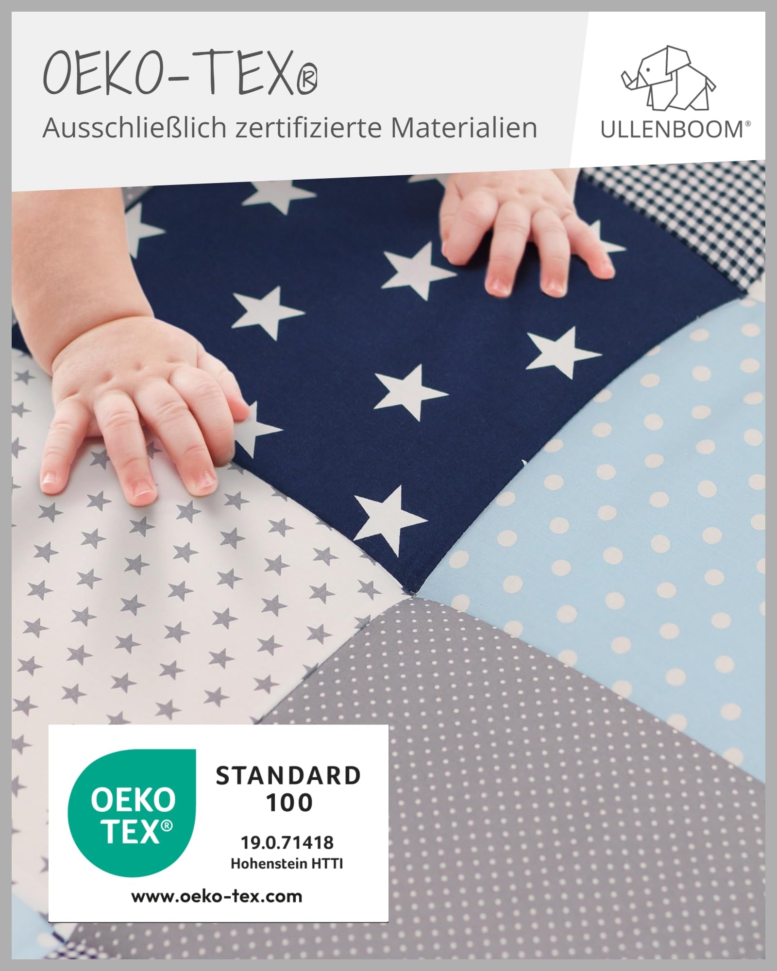 ULLENBOOM Krabbeldecke für Baby 80x80 cm, Outdoor-geeignet, 100% OEKO-TEX Materialien, Made in EU, Weich gepolstert, Eukalyptus - ideal als Spieldecke Baby - Meloni2