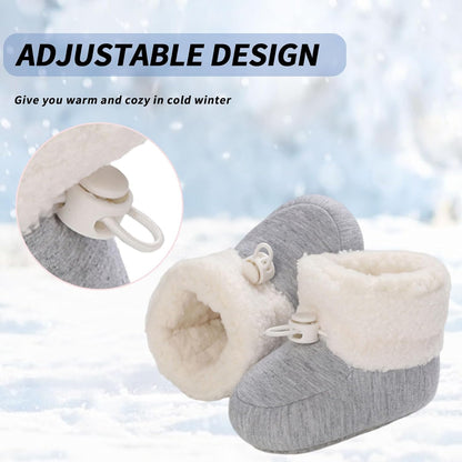 Baby Winter Shoes Warm Baby Shoes Winter Non-Slip Adjustable Newborn Snow Shoes First Walking Shoes Lined Thermal Fleece Crawling Shoes Slippers Winter Boots 0-18 Months 
