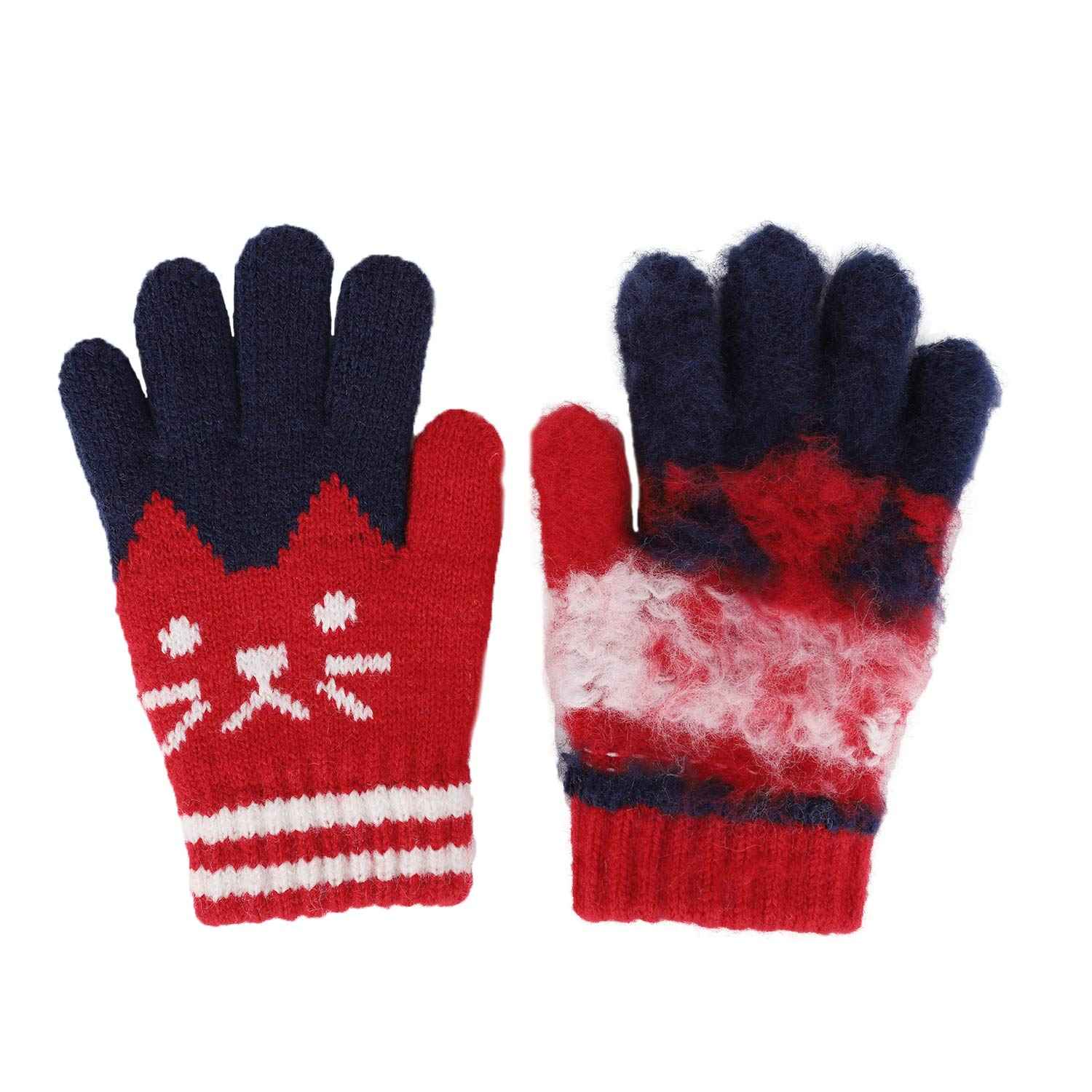 Children's Warm Winter Gloves / Mittens with Plush Lining, Cute Ski Gloves, 3 - 8 Years Old, for Skiing / Snowboarding / Playing / Running