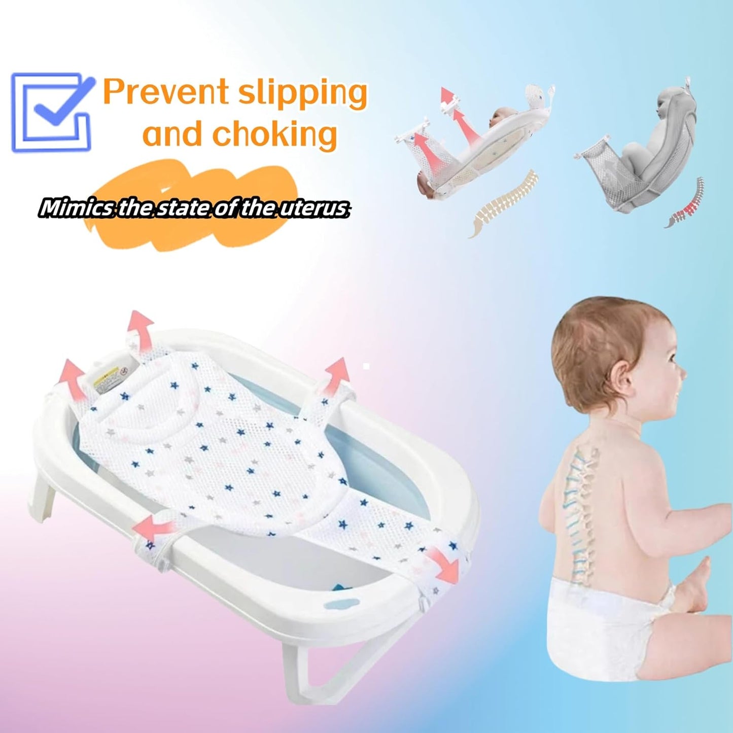 Baby Bath Support Cushion, Bath Seat Baby, Baby Bath Net, Non-Slip Baby Suspension Pad, Insert Baby Bath Tub Insert, Baby Bath Mat, Baby Bath Mat, Baby Bath Mat