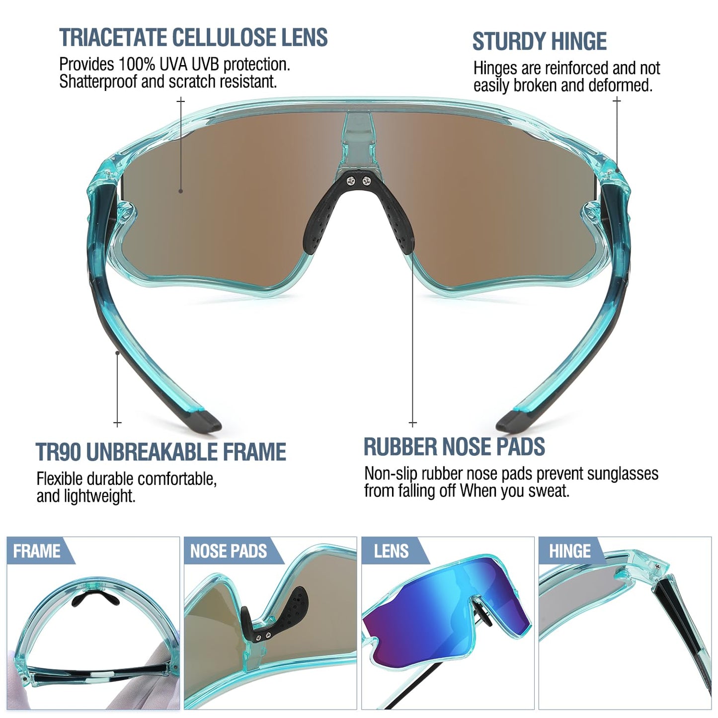 DUCO DK268 Children's Sunglasses Youth Baseball Sunglasses Lightweight TR90 Frame UV400 Sports Cycling Sunglasses for Boys Girls