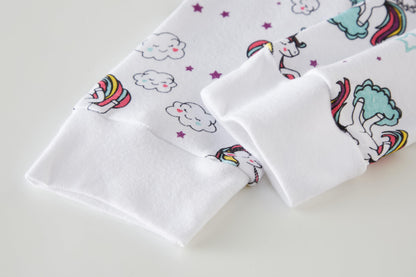 LOLPIP Mädchen Pyjamas 100% Baumwolle Schlafanzug für Kinder Schlafkleidung Langarm 4 Stück Set 1-12 Jahre
