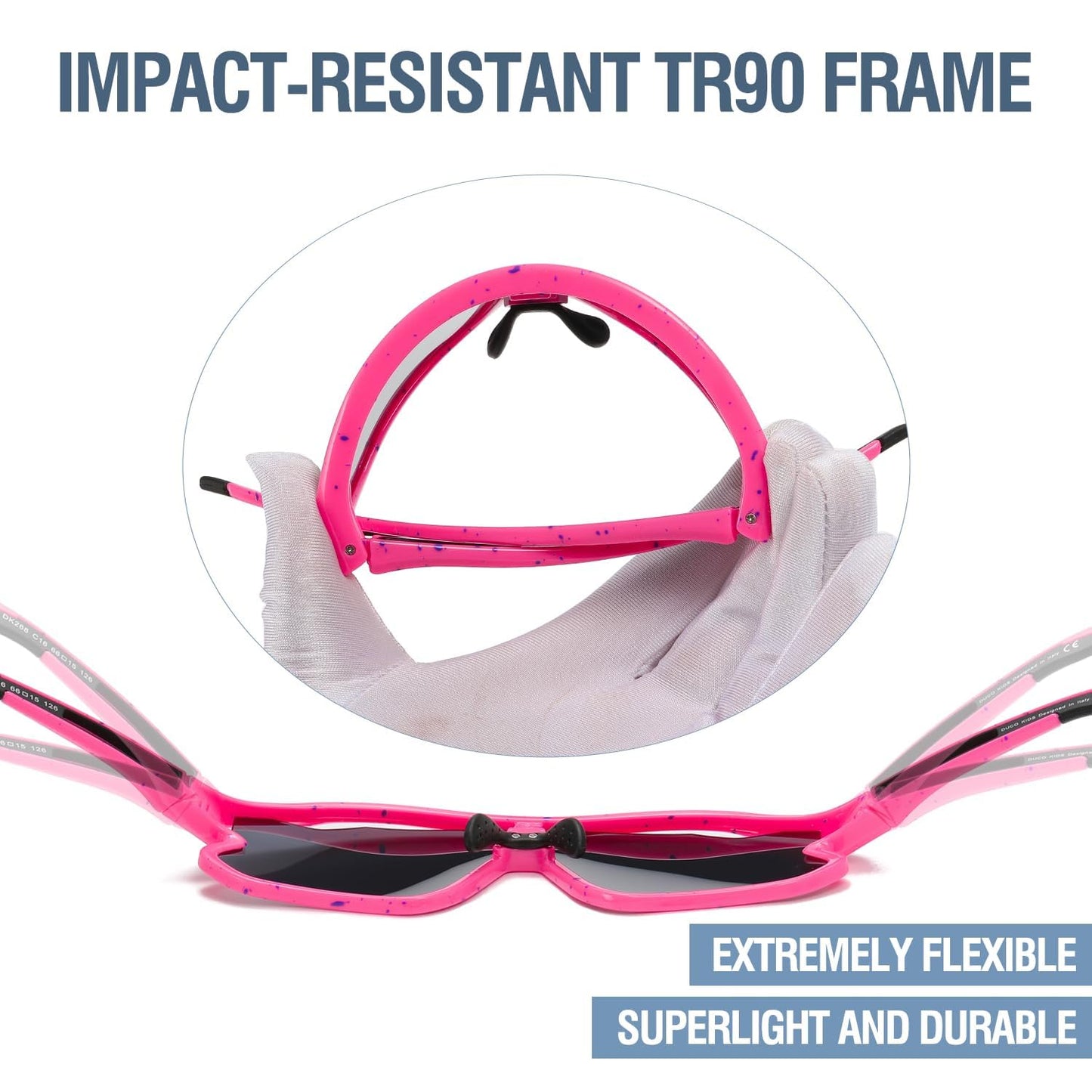 DUCO DK268 Children's Sunglasses Youth Baseball Sunglasses Lightweight TR90 Frame UV400 Sports Cycling Sunglasses for Boys Girls