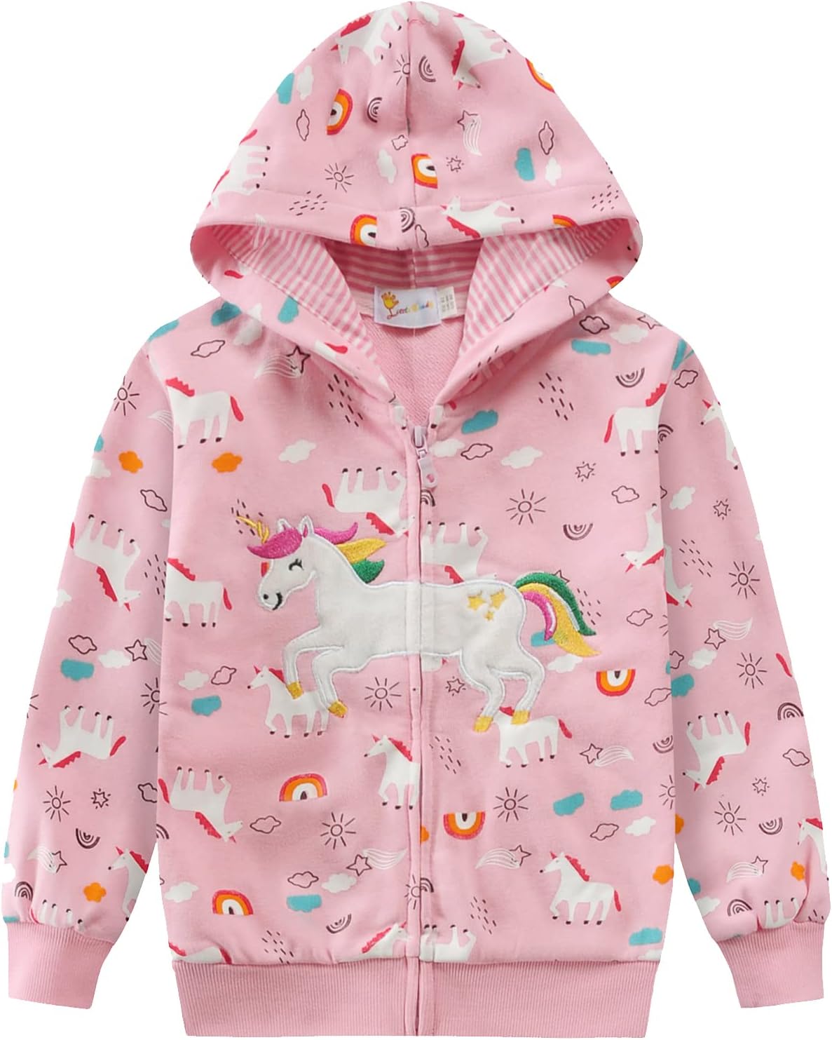 EULLA Children's Girls' Zip Up Hoodie Sweat Jacket Hooded Jacket Hooded Jacket Hoodie Long Sleeve Cotton Unicorn Pullover Hoodie Sweatshirt with Zip 92 98 104 110 116 122
