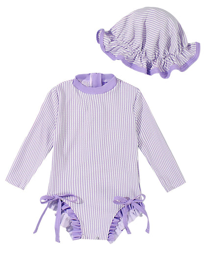 Baby Badeanzug Mädchen mit Sonnenhut Langarm UV Schutz Badebekleidung Für Baby-Mädchen Bademode Schwimmanzug