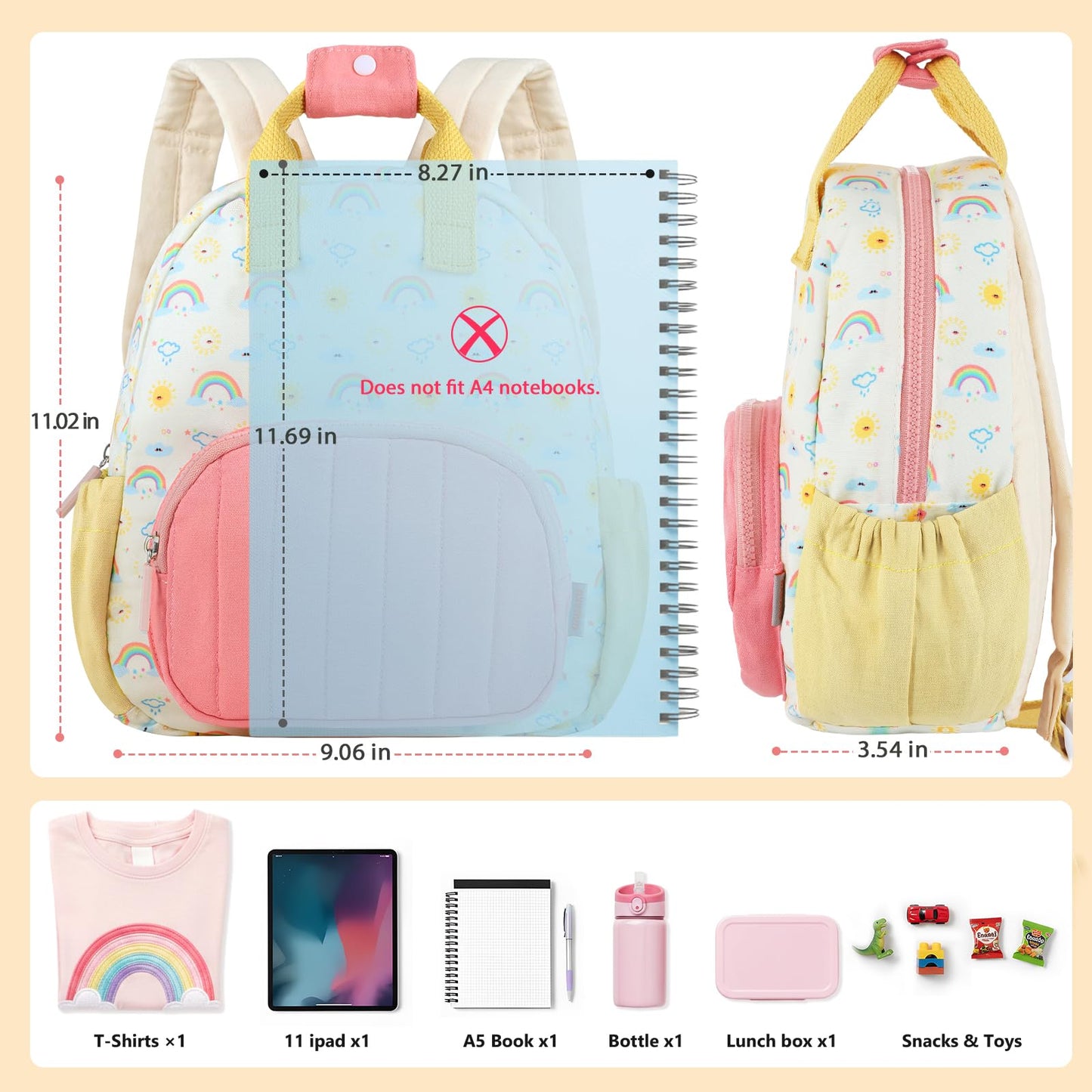 Kinderrucksack Mädchen 30cm Rucksack Kleinkind Kinderrucksack für 2-4 Jahre Kinder kindergartenrucksack Mini Tagesrucksack Reisetasche - Rosa Erdbeere