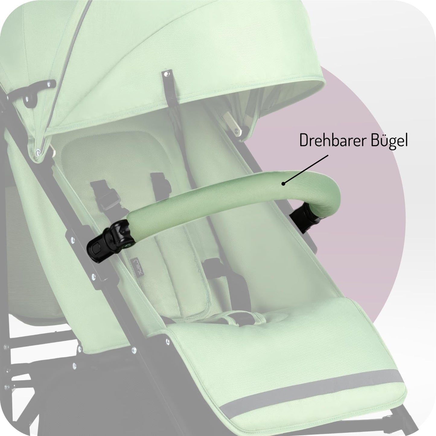 MoMi AKIRA Kinderbuggy Kinderwagen ab 6 Monaten (bis 15 kg), verstellbarer 5-Punkt-Sicherheitsgurt, Babytasche, Einkaufskorb, Regen- und Insektenschutz.