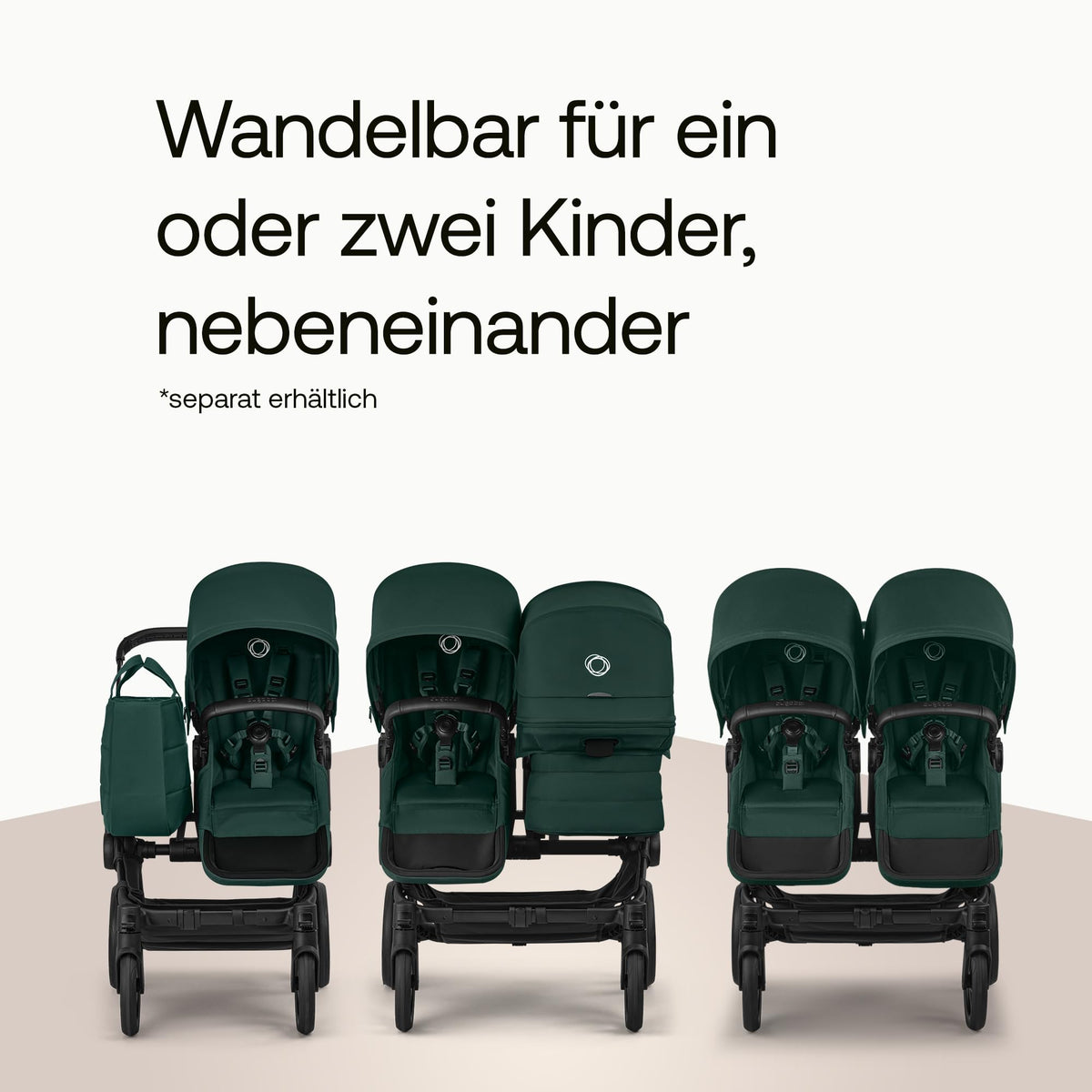 Bugaboo Donkey 6 Single, 2-in-1-Kinderwagen, für Neugeborene & Kleinkinder | umbaubar zum Doppel- und Zwillingskinderwagen, doppelter Stauraum und komfortable Einhand-Lenkung, Heritage Black Meloni2