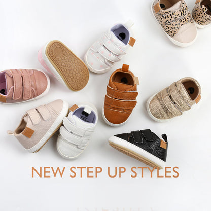 BABSMULY Baby Shoes for Boys Girls Non-Slip Rubber Sole High Top PU Leather Sneakers Toddler Crib Shoes Newborn Loafers Flats. 