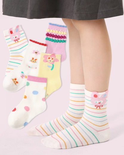 Kyopp 10 Paar Socken Kinder Mädchen und Jungen Klassisch Socken Lustig Cotton Socken Crew Socks Winter/Sommer