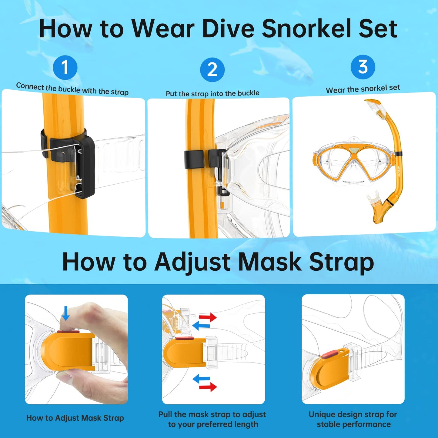 JEMULICE Taucherbrille Kinder, Schwimmbrille Kinder Schnorchelmaske für Jungen Mädchen, Tauchmaske mit Nasenabdeckung 180°Panorama HD Anti Nebel Anti-Leck Schwimmmaske für Kinder 4-16 Jahre