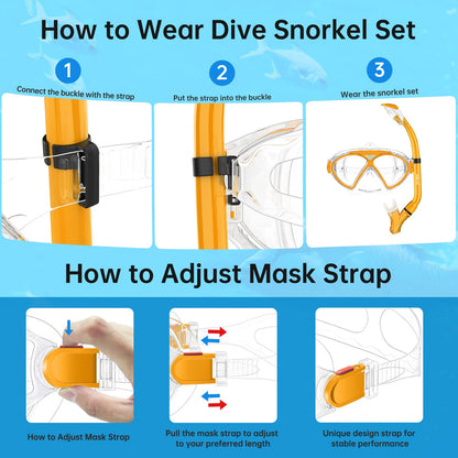 JEMULICE Taucherbrille Kinder, Schwimmbrille Kinder Schnorchelmaske für Jungen Mädchen, Tauchmaske mit Nasenabdeckung 180°Panorama HD Anti Nebel Anti-Leck Schwimmmaske für Kinder 4-16 Jahre